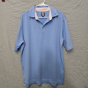 FootJoy FJ Polo Shirt Mens Large L Blue Short Sleeve Golf Athletic Fit